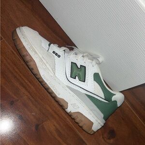 New Balance 550 White and Green Sneakers